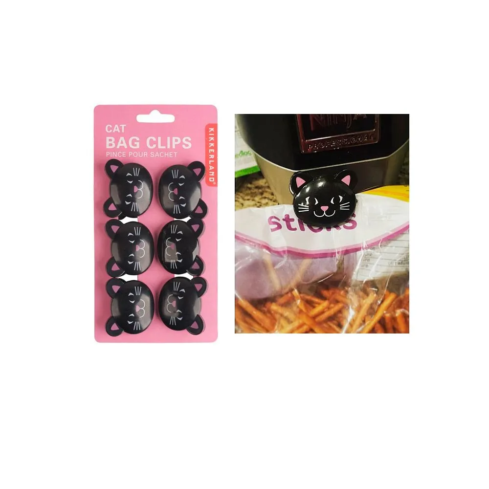 12 Kikkerland Cat Chip Bag Clips Sealing Food Snacks Seal Tight Kitchen Storage