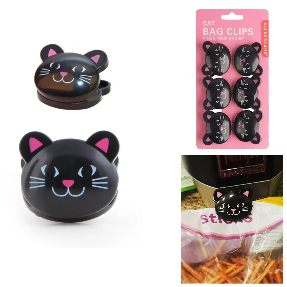 12 Kikkerland Cat Chip Bag Clips Sealing Food Snacks Seal Tight Kitchen Storage