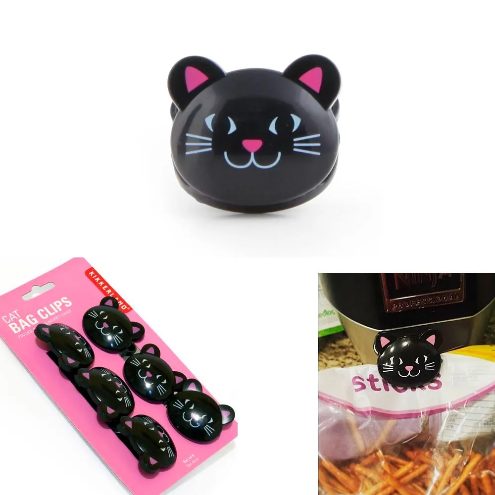 12 Kikkerland Cat Chip Bag Clips Sealing Food Snacks Seal Tight Kitchen Storage