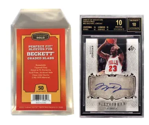 50ct Perfect Fit Graded Cards Sleeves BGS Beckett Size - Cardboard Gold