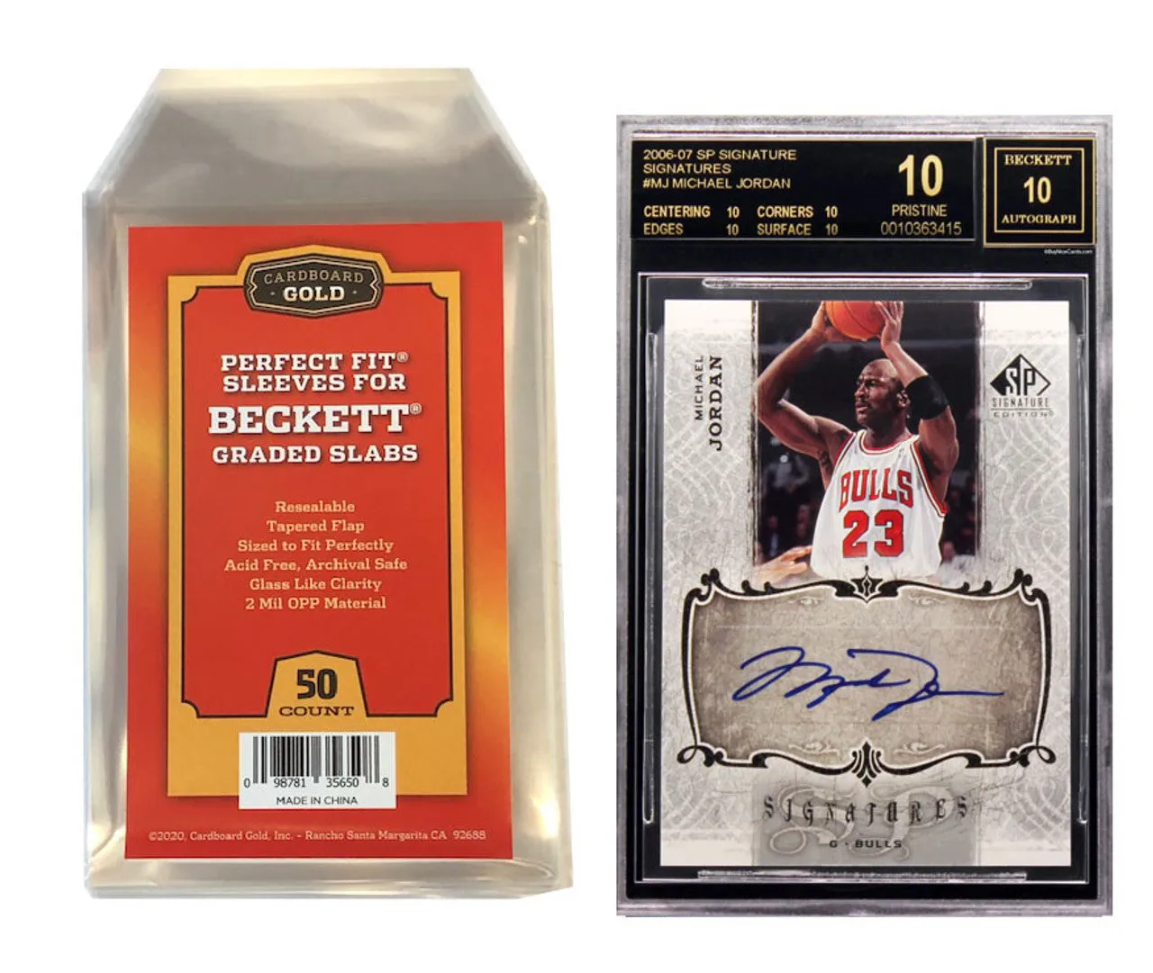 50ct Perfect Fit Graded Cards Sleeves BGS Beckett Size - Cardboard Gold