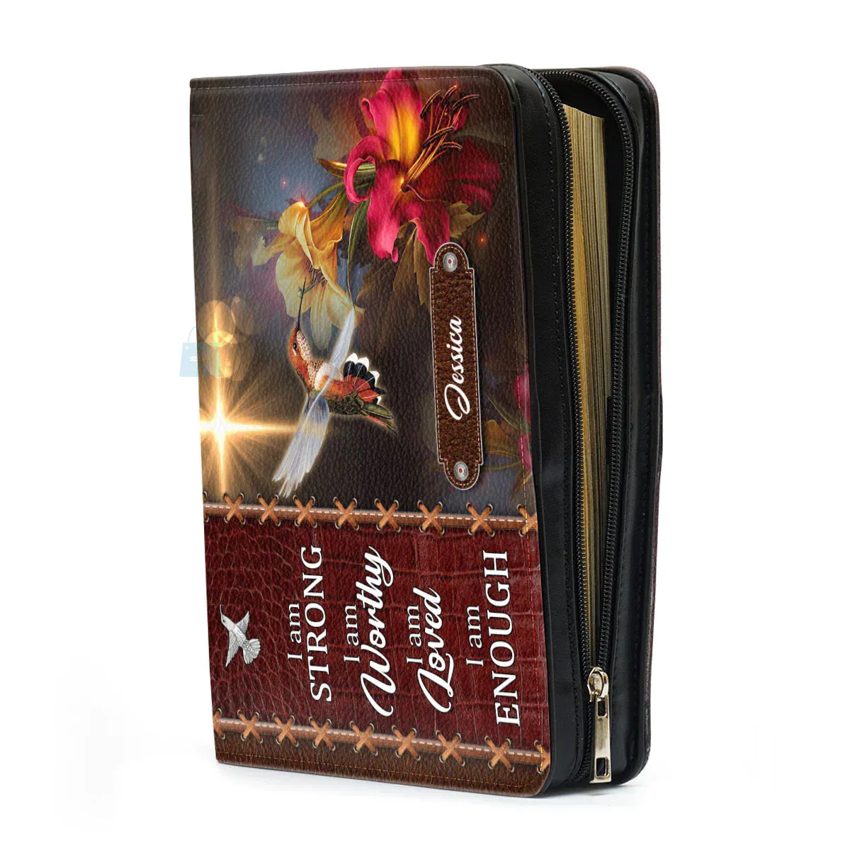 Christianart Bible Cover - I Am Enough - Personalized Bible Cover - Bible Cover For Women - CABBBCV30070424.