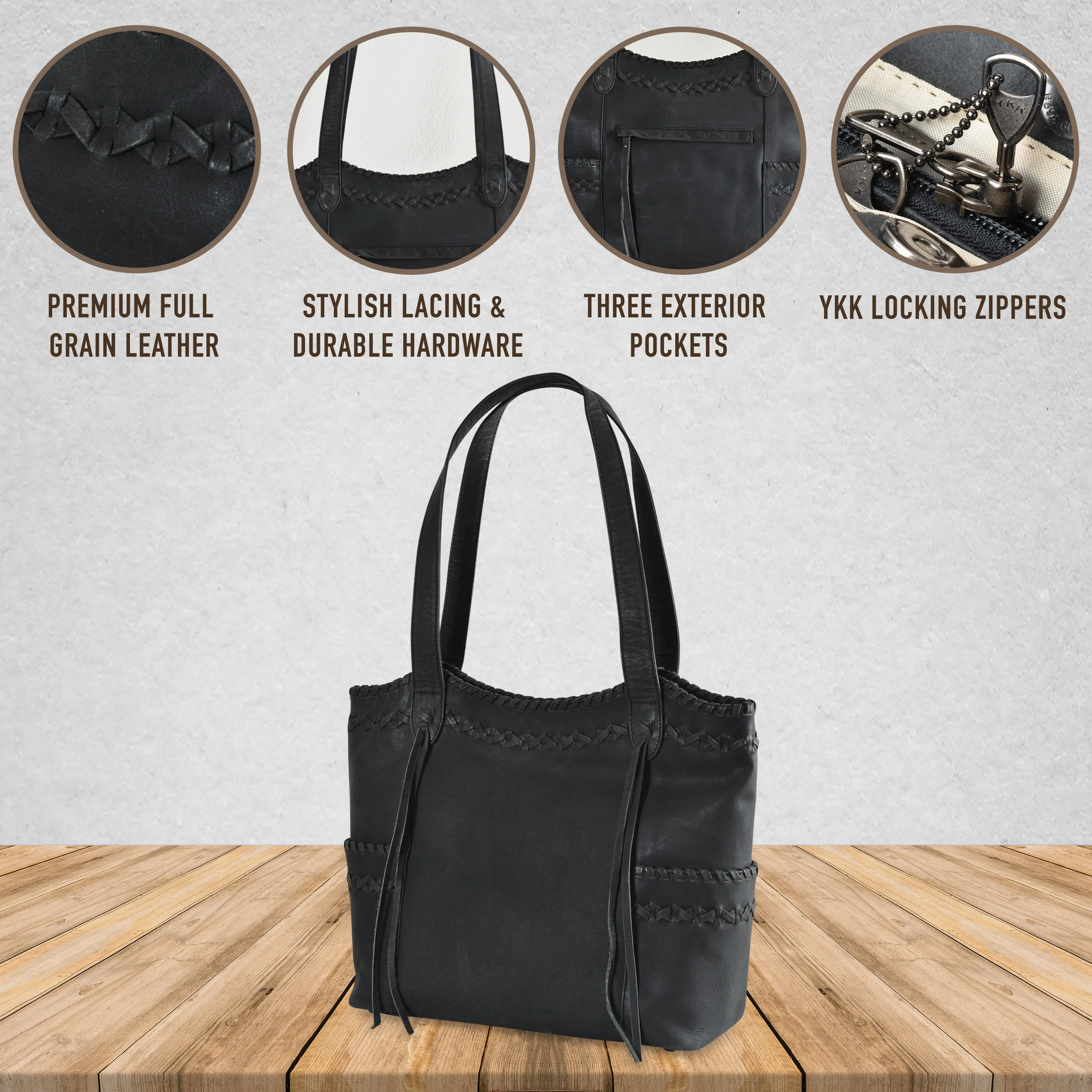 Kendall | Concealed Carry Leather Tote, Crossbody or Shoulder Bag