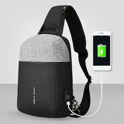 Mark Ryden Summer Men Crossbody Bag USB Recharging Chest Bag Anti-thief Men Shoulder Bag