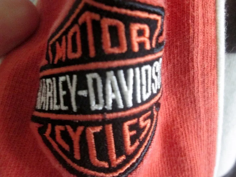 Mens HARLEY DAVIDSON MOTORCYCLES Top Shirt Pullover M BLACK ORANGE HOG