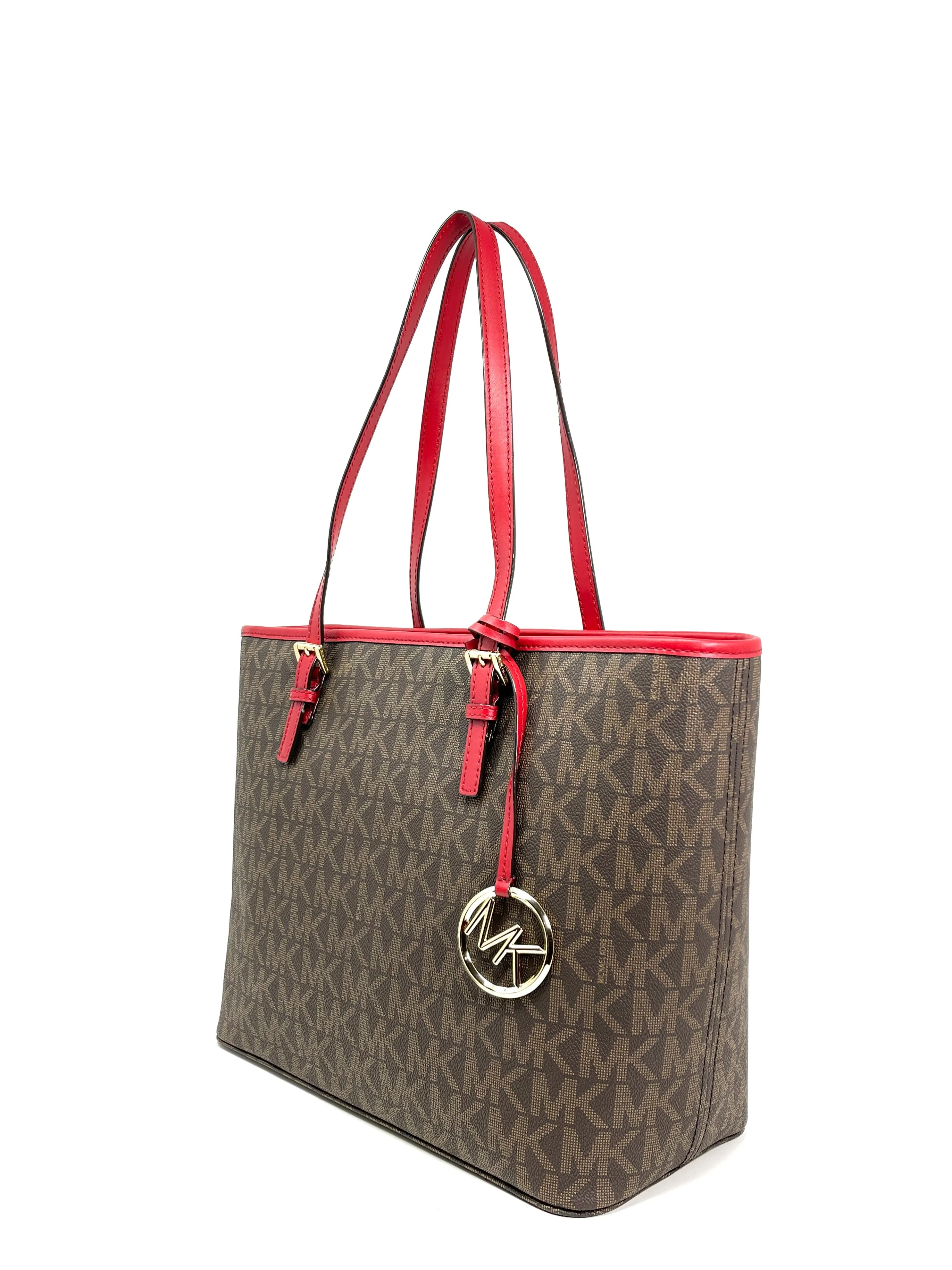 Michael Kors Women's Red Jet Se Travel Top Zip Tote