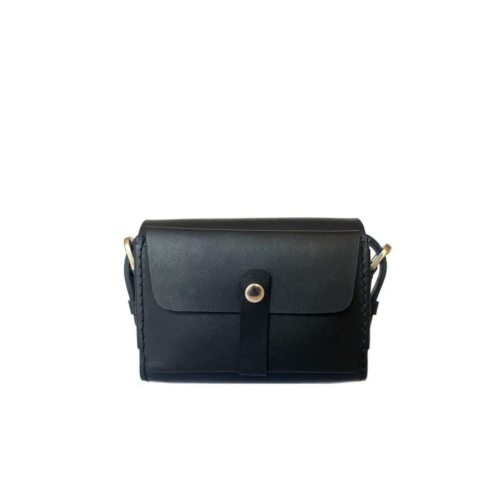 Nappa Dori Black Saddle Mini Sling