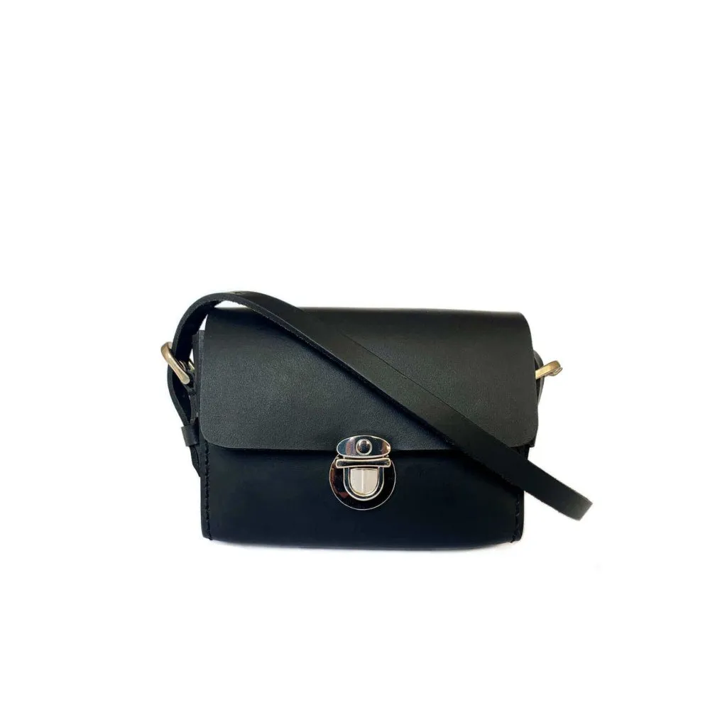 Nappa Dori Black Saddle Mini Sling