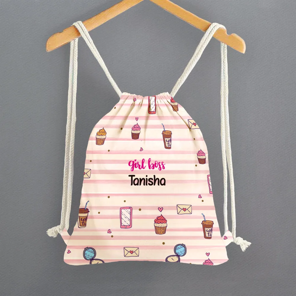 Personalised Drawstring Bags - Girl Boss
