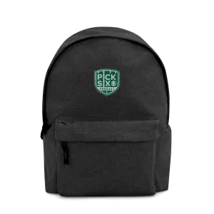 Pick Six Podcast Logo Embroidered Backpack