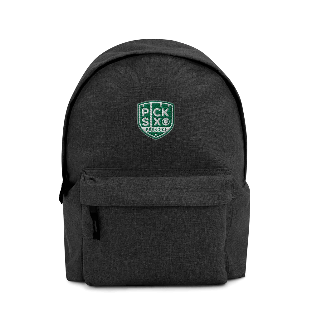 Pick Six Podcast Logo Embroidered Backpack