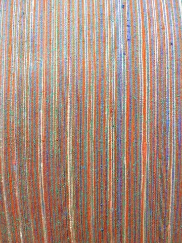 Pillow Cambodian Silk Hand Woven Stripe Orange Multi