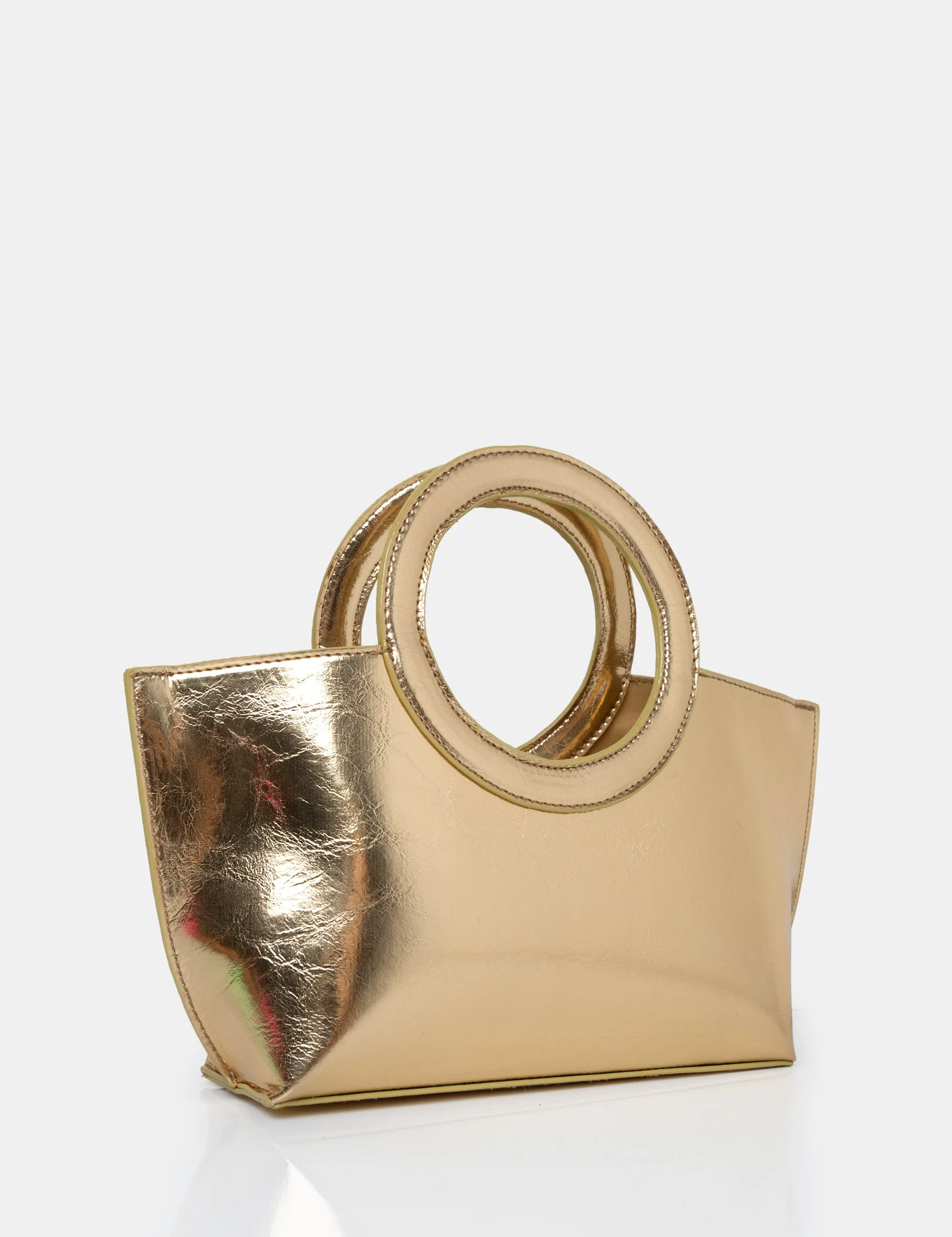 The Rae Gold Circlur Handle Grab Bag