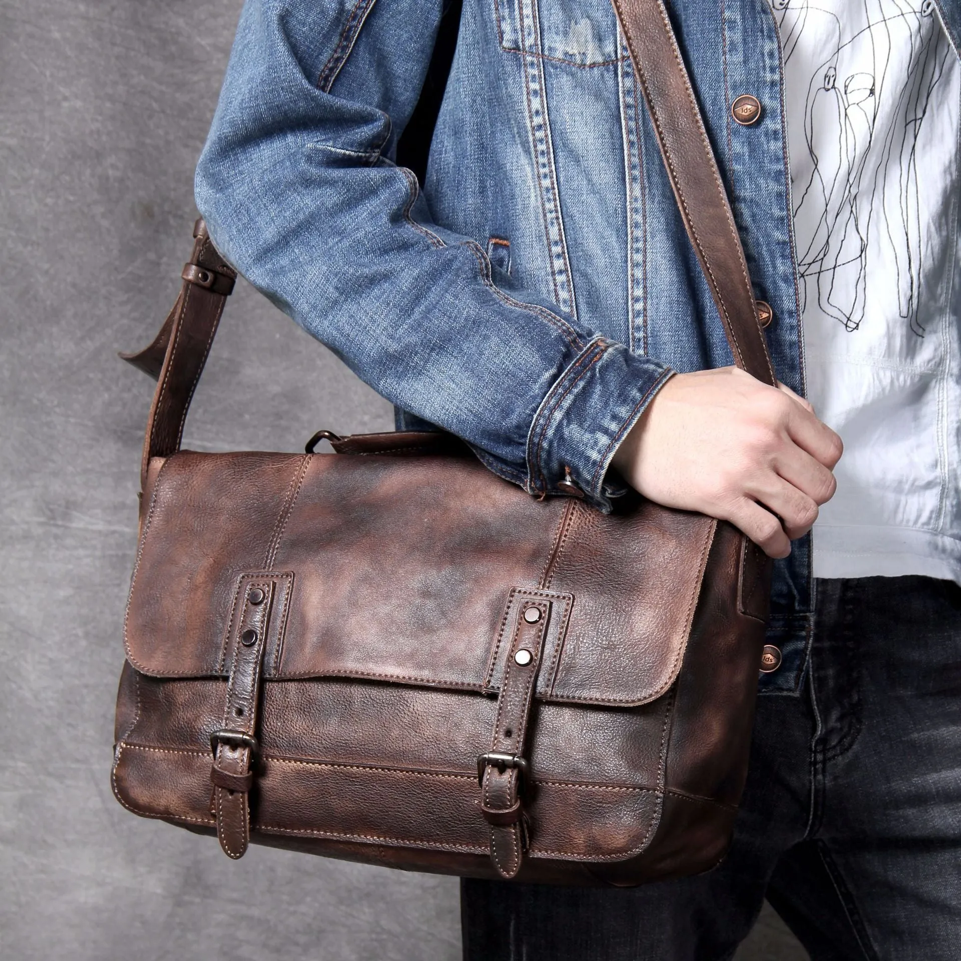Vintage Casual Leather Crossbody Bags for Men