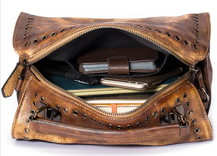 Vintage Large Storage Handmade Leather Handbags 2011