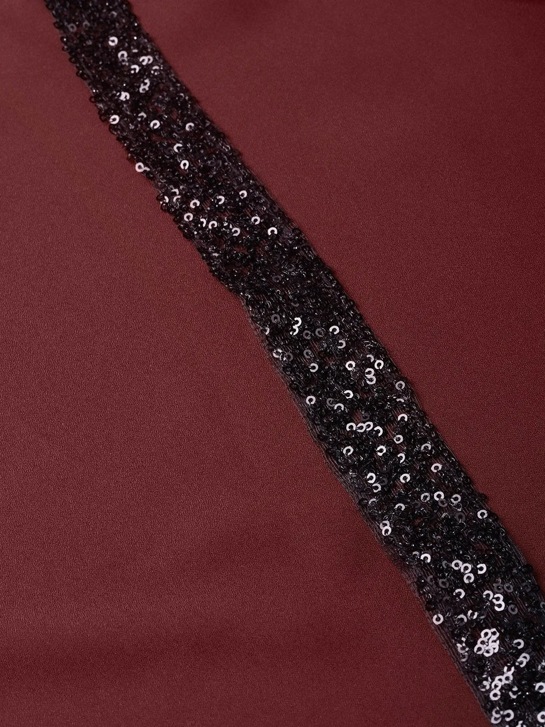 Wine Sequin One Shoulder Strap Top