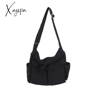 Xajzpa - Women for Vintage Satchel Casual Canvas Female Luxury Designer Handbag Solid Large Capacity Shoulder Bags School Messenger Bags